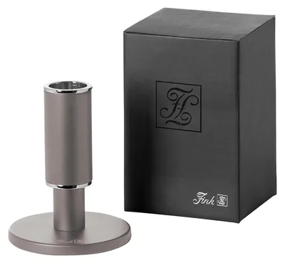 Produktbild von FINK Leuchter RITMO - Kerzenhalter aus Metall, nougat hellbraun pulverbeschichtet, vernickelt, für Stabkerzen, H 11,7 cm