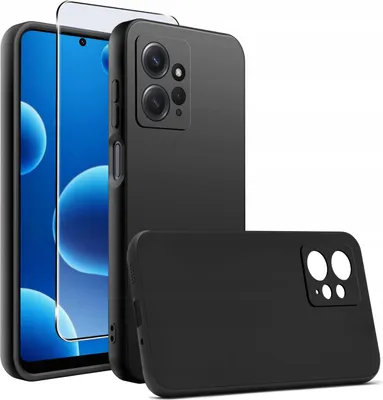 Zdjęcie produktu dla Etui Czarne Matowe Silikon Slim do Xiaomi Redmi Note 12 4G + SZKŁO 9H