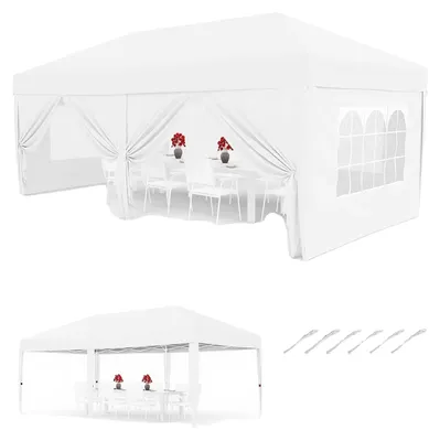 Image de Pavillon pop-up, toit imperméable, parois latérales réglables, blanc