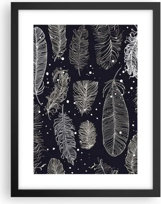 Produktbild von Gerahmtes Poster - Schwarzer Rahmen - Federn Grafiken Gliederung - 30x40 cm - Wand Bild - Wanddeko - Wandbilder - Wandposter - Bilderrahmen - Bilder - Kunstdruck - Wandbild - P2BPA30x40-4244