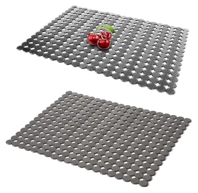 Produktbild von Spülbeckenmatte, 2er-Set, 30 x 40 cm, PVC-Spülbeckenmatte, dekorative Spülbeckenmatte, individuell zuschneidbarer Abtropfständer, für Küche und Bad, grau