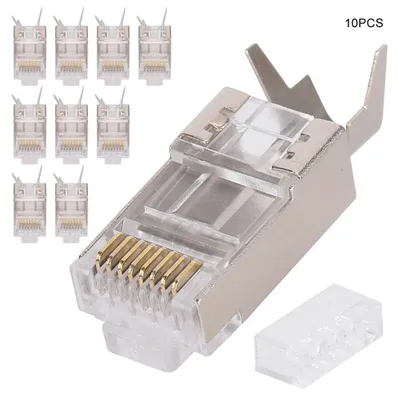 Zdjęcie produktu dla 10 szt. ekranowanych złączy RJ45 8P8C CAT7 30Gigabit do sieci komunikacyjnych i serwerów – kabel Ethernet RJ45