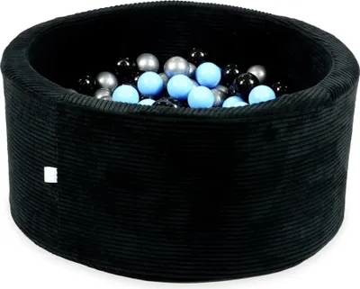 Produktbild von Trockenbecken 90x40 Schwarzer Cord mit 300 Bällen: schwarz, hellblau, silber