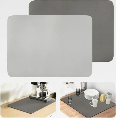 Produktbild von 2 Stück Kaffeemaschine Abtropfmatte,40 x 30cm Unterlage Kaffeemaschine Matte,Super Saugfähige Tropfmatte,Schnelltrocknend Küche Abtropfmatte,Rutschfest Abtropfmatte für Küche,Bad,Spüle,Kaffeemaschine