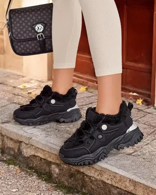 Produktbild von Damen Stoff-Sneakers Poriomo Schwarz, leichte Freizeitschuhe, Größe 40
