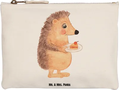 Produktbild von Mr. & Mrs. Panda Kulturbeutel Igel Kuchenstück Grösse XL Große - Weiß - Geschenk, Pouch, Geburtstagskuchen, Federtasche, Torte, Kuchen Backen, Lustige Sprüche, Federmappe