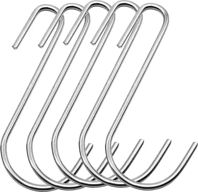 Produktbild von Stück Gardinenhaken in S-Form, hohe Tragkraft, robust, rostfrei, rutschfest, Edelstahl, Glockenspiel, Vogelhäuschen, Laterne, Blumentopfhalter