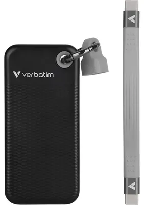 Obrázok produktu pre Verbatim Pocket SSD, 2 TB, USB Typ-C, 3.2 Gen 2 (3.1 Gen 2), 1000 MB/s, 10 Gbit/s, Čierna, Šedá