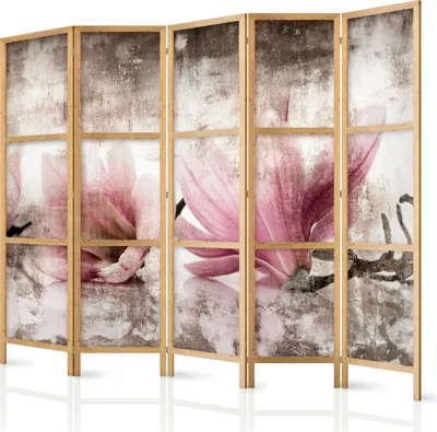 Produktbild von 5-teiliger Einseitiger Vlies Japanischer Paravent - Retro Magnolias II 225x172 cm Blumen b-C-0390-z-c