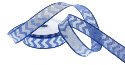 Produktbild von Dekoband Zickzack - Blau-Weiß - 25mm - 10m - 93158-25-10-72