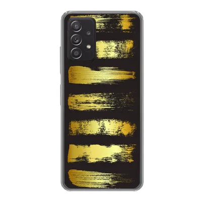 Produktbild von MuchoWow® Handyhülle Schutzhülle Hülle für Samsung galaxy a73 Goldene Streifen auf schwarzem Hintergrund Silikon Softcase Handy Hülle - Handyhülle