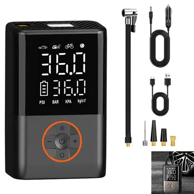 Produktbild von Elektrische Luftpumpe Kabellos, 150 PSI, LCD Display, 4000 mAh Akku, LED Notlicht, Auto Abschaltung, Tragbar, Reifenpumpe