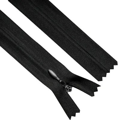 Productafbeelding van Set van 2 Onzichtbare Ritsen 46 cm - Zwart Nylon voor Naaien