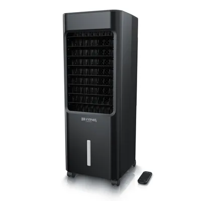 Produktbild von Brandson Luftkühler mit Wasserkühlung, Turmventilator leise mit Fernbedienung, Verdunstungskühler, 5L Wassertank, Klimaanlage, 50W, Preisträger 2025, 3 Modi, Autostopp bei leerem Tank, Timer, Lüfter