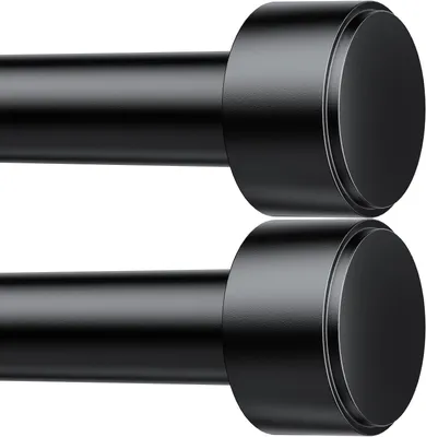 Produktbild von Verstellbare Gardinenstangen für Fenster, 81,3–38,1 cm, schwarz, mit Halterungen, einfache Montage, 2 Stück