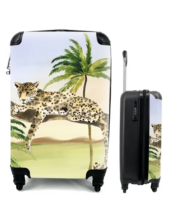 Produktbild von MuchoWow® Koffer Handgepäck Trolley Rollkoffer Kleine Reisekoffer mit 4 Rollen - Panther - Safari - Aquarell - Cabin Size < 55x40x23 cm & 55x40x20 cm - Fotokoffer - Kabinenkoffer - Boardgepäck - Reise-Box - Reisekoffer - Reisegepäck - Koffer mit Bild - Trolley für Kinder
