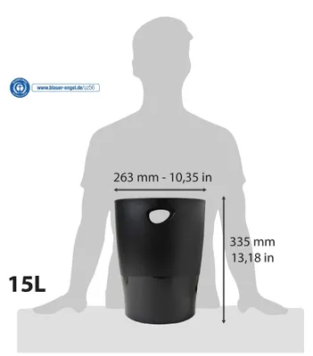 Image de EXACOMPTA 453014D Corbeille à papier ECOBIN 15 litres noir
