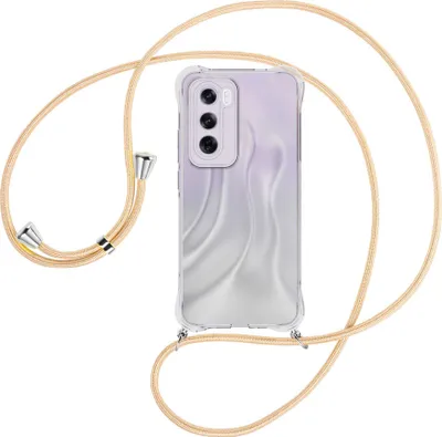 Produktbild von Handykette Backcover-Schutzhülle mit Band (Metall silberfarben) für OPPO Reno 12 Pro 5G - Goldkordel
