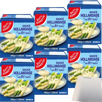 Produktbild von Gut & Günstig Sauce Hollandaise mit 8% Butter 6er Pack (6x335ml Packung) + usy Block