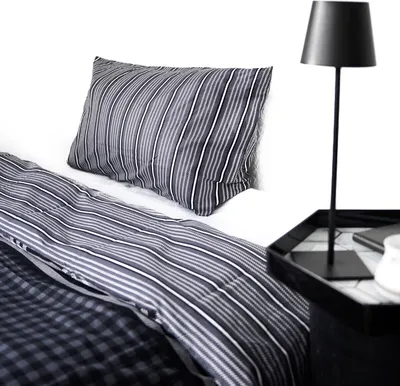 Obrázok produktu pre Posteľná bielizeň so šachovnicovým vzorom zo 100 % bavlny s obliečkou na prikrývku a vankúš 135x200 cm