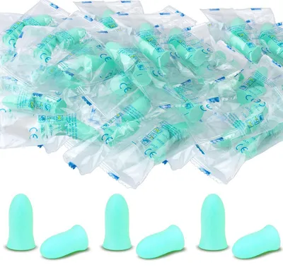 Image de Bouchons d'oreille pour dormir, 60 paires, réduction du bruit de 36 dB, protection auditive souple, couleur verte