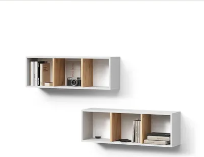 Produktbild von Livinity Wandregal Lorena, 90 x 30 cm 2er Set, Weiß/Goldkraft Eiche