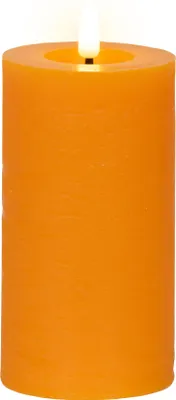 Produktbild von LED Kerze 7x15cm mit Timer Wachs Rustik Orange / Warmweiß