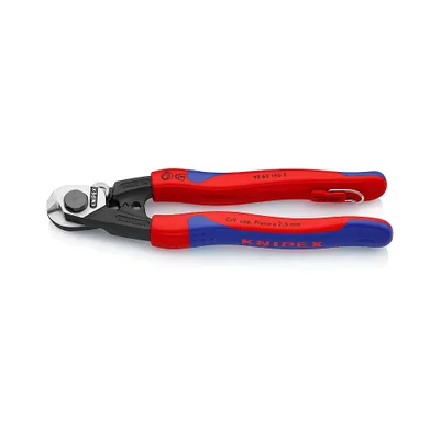 Produktbild von Knipex 95 62 190 T, Hand-Kabelschneider, Blau, Rot, Kunststoff, Stahl, Schwarz, Blau, Rot, CE, 190 mm