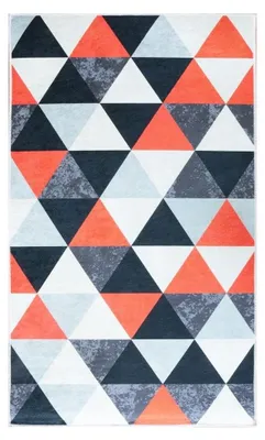 Teppich, Polyester, geometrisches Muster, rot, 80x150 cm