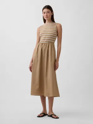 Produktbild von GAP Damen Midikleid mit U-Boot-Ausschnitt, ärmellos und Taschen, Größe S