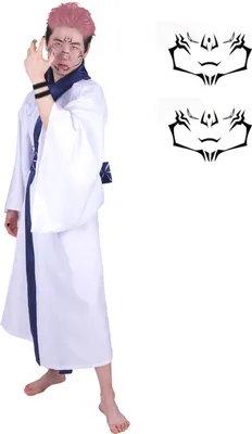 Produktbild von Kimono von Ryomen Sukunai | Cosplay Kostüm für Jujutsu Kaisen Fans | Mit Gesichtstattoo | Größe: M