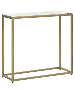 Produktbild von BELIANI Konsolentisch Gold Weiß Glas Metalgestell Marmor Optik Rechteckig Modern