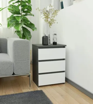 Image de Petite table de chevet VALESTRA - gris foncé / blanc