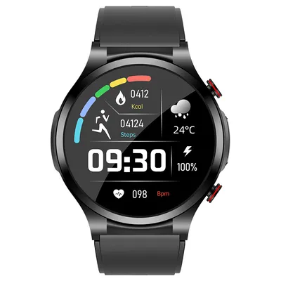 Produktbild von INF Smartwatch, Dunkelgrau, 44.5x29.5x12 mm, EKG, Puls, Blutsauerstoff, Schlafmonitor, rundes Gehäuse aus Zinklegierung/Kunststoff/Metall, anpassbares Zifferblatt, IP67, kompatibel mit iOS/Android, bis zu 15 Tage Standby, für Sport & Fitness
