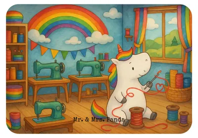 Produktbild von Mr. & Mrs. Panda Kühlschrankmagnet Einhorn Näherin Design - Weiß - Geschenk, haftmagnet, zettelhalter, Einhörner, Notizhalter, magnet, Basteln, Häkeln, Stricken, Unicorn