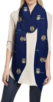 Produktbild von Unyqoos® Eleganter Damenschal mit Eulenmuster – leichtes, weiches Tuch für Alltag & jede Jahreszeit, vielseitig tragbar, 180 x 90 cm
