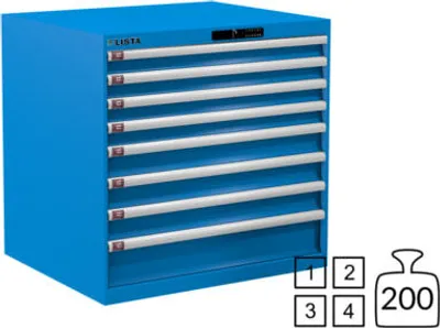 Produktbild von Lista Schubladenschrank - 78.685.010 - 850x870x725 mm (HxBxT) - 8 Schubladen - 200 kg - Code Lock - lichtblau (RAL 5012)