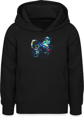 Produktbild von Spreadshirt BMX MTB Mountainbike Bund Sprung Geschenk Geschenkidee Teenager Hoodie, L (9/11 Jahre), Schwarz