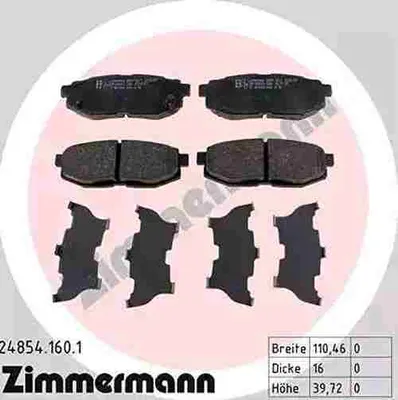 Produktbild von ZIMMERMANN Bremsbeläge Satz Hinten Bremsklötze für SUBARU FORESTER (SJ) 24854.160.1