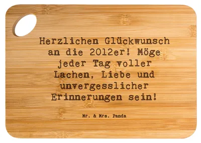 Produktbild von Mr. & Mrs. Panda Schneidebrett Spruch 2012 Geburtstag Glückwünsche - Transparent - Geschenk, Liebe, Holzbrettchen, Alter, Happy Birthday, Holzbrett, Zuneigung, Freude