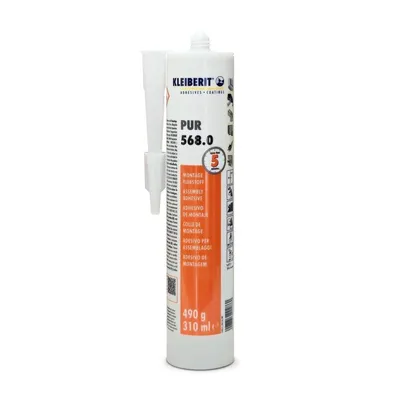 Produktbild von KLEIBERIT 568.0 Suprafort 490 g – 1K-PUR-Montageklebstoff mit hoher Anfangsfestigkeit für Holz, Beton, Metall & Bauwerkstoffe