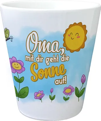 Produktbild von Blumenwiese Blumentopf mit Spruch Oma mit dir geht die Sonne auf