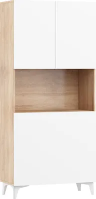 Produktbild von Klappbare MEGAN 1 Schreibtischregale Regale Haushaltsbüro Computertisch SONOMA EICHE / WEIß GLANZ