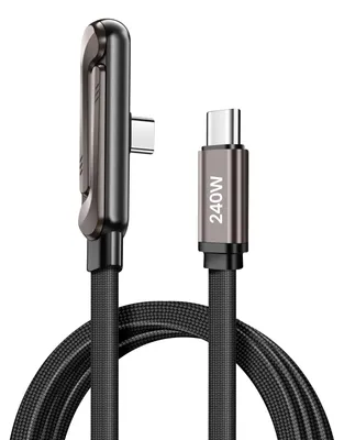 Image de Avizar, câble USB-C vers USB-C PD 240 W, connecteur coudé, 1,5 m, noir