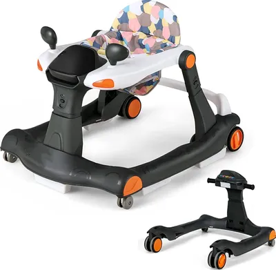 Produktbild von 2 in 1 Lauflernhilfe, Höhenverstellbar & Kklappbar, Baby Walker mit einstellbarer Geschwindigkeit, Lauflernwagen mit Musik & Licht, für Baby ab 6 Monaten