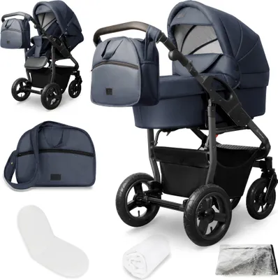 Produktbild von Bergsteiger Capri Kombikinderwagen 2-in-1 ohne Babyschale – Babywanne & Sportsitz, Luftreifen, Federung, höhenverstellbarer Griff, faltbar, Zubehör
