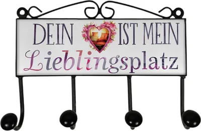 Produktbild von Dein Herz ist mein Lieblingsplatz Kleiderhaken Leiste mit 4 Haken