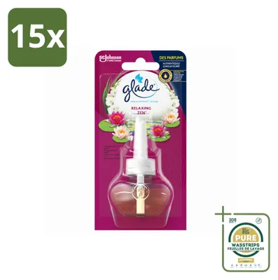 Zdjęcie produktu dla 15 sztuk, wkład olejowy do dyfuzora zapachowego Glade, zapach "Relaxing Zen" - zestaw ekonomiczny