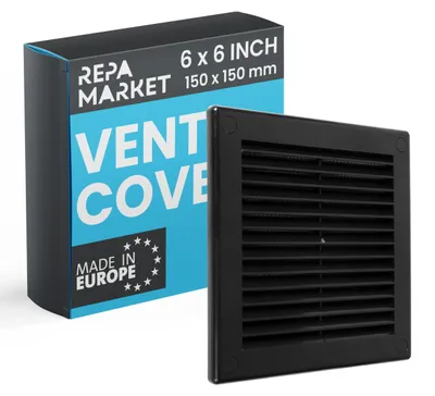 Immagine prodotto di Griglie di aerazione nere, quadrate, da 150 x 150 mm, in plastica con rete in nylon