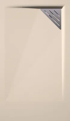 Produktbild von Mineralguss-Duschwanne extra flach TRINITY in CREME 80x90 cm  Ablaufschutz in Chrom